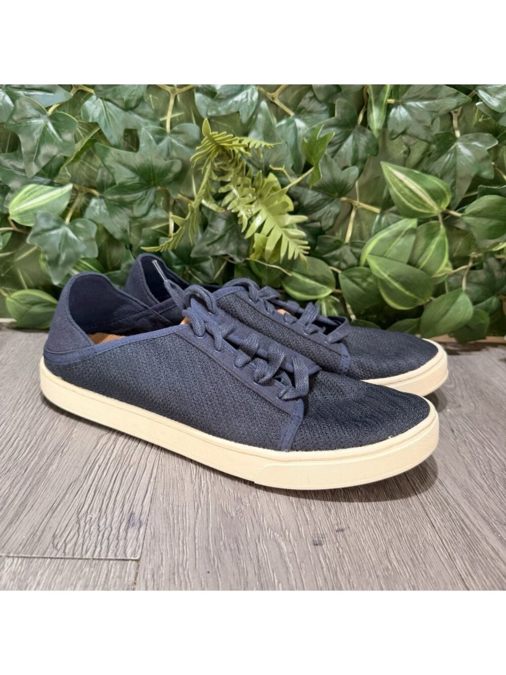OluKai Pehuea Li Shoes Women's 10 Blue Mesh Lace Up Comfort Casual Sneakers